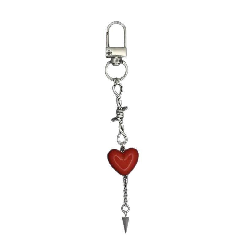 

Red Heart Keychain Trendy Resin Alloy Charm for Phone Keys Bag Multipurpose Accessory Gift