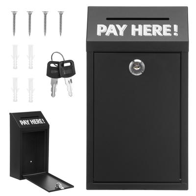 Caja de Donación Metálica de Pared con Cerradura y Llave Segura Caja para Depósito de Efectivo Exterior Fácil Instalación para Pared Puerta Caja de Efectivo Exterior