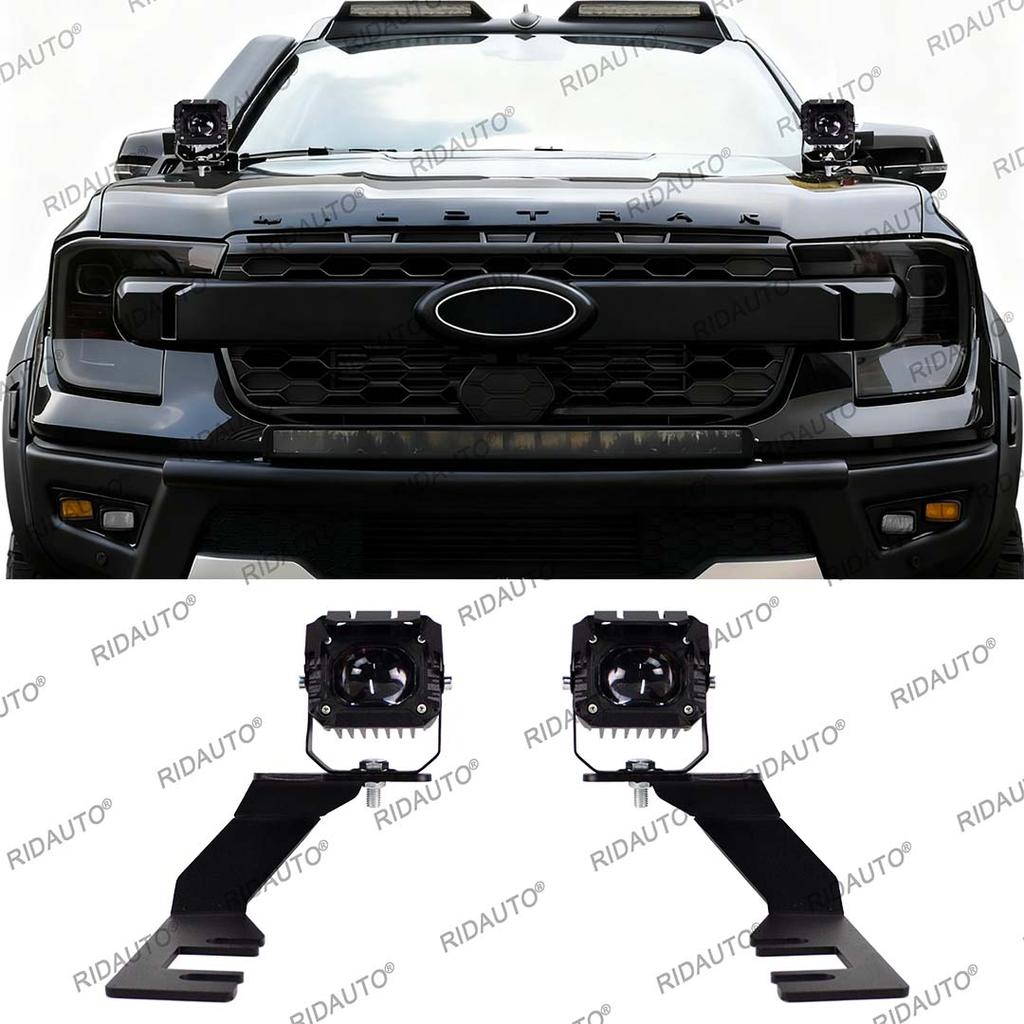 Hood LED Work Light LED Light Fog Light Kits Mount Holder For Ford Ranger T9 2023-2025+ LED Hood Hinge Ditch Light Mount Bracket