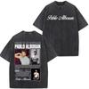 Singer Pablo Alborn Global Tour Kmo Print Washed Vintage T Shirts Men Women Hiphop Tshirts Shortsleeved Casual T Shirts