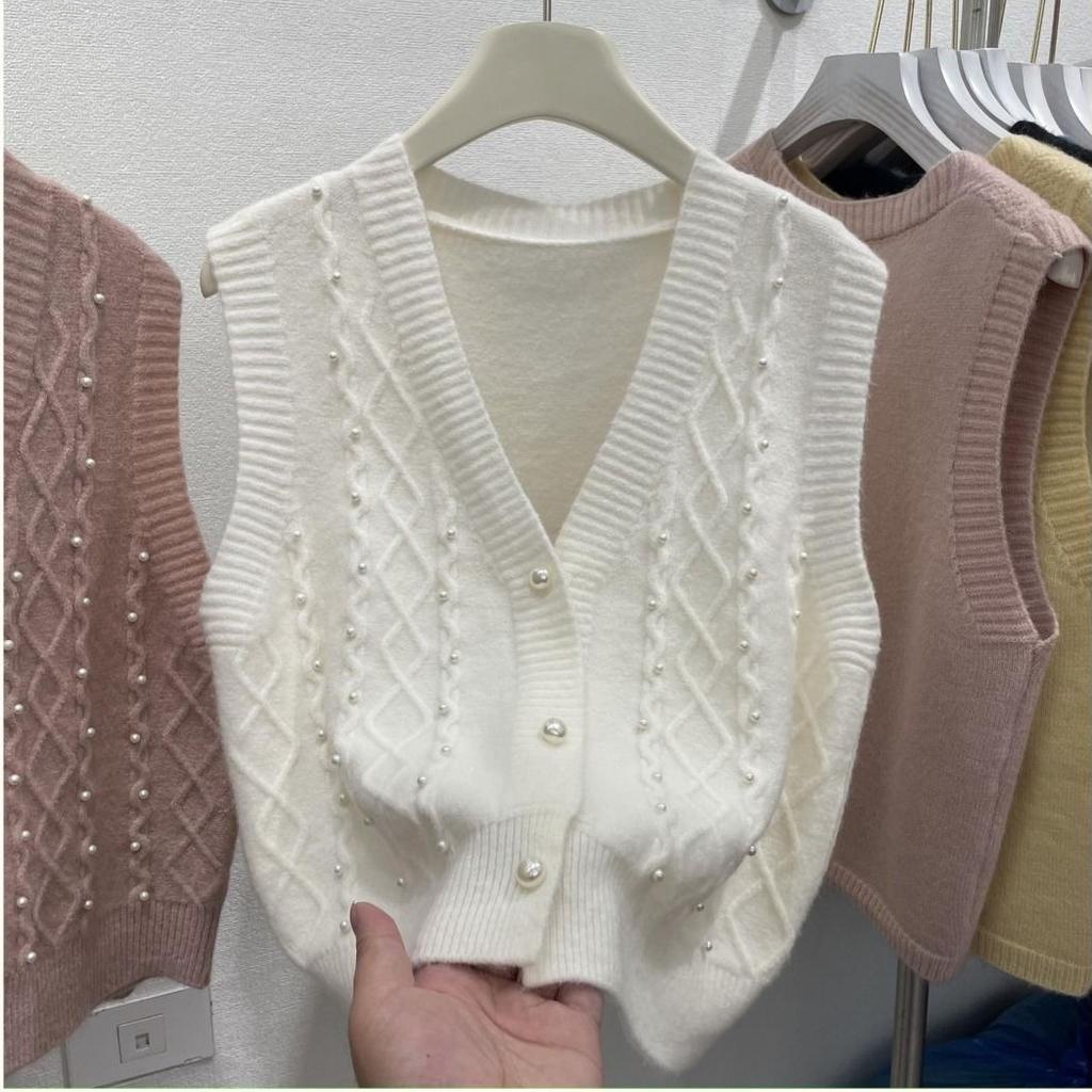 Spring and Autumn Women's V-neck Knitted Cardigan Vest Women's Outerwear Small Tank Top