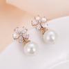 European Retro Diamond-Inlaid Pearl Pendant Stud Earrings for Women - Elegant and Fashionable Jewelry