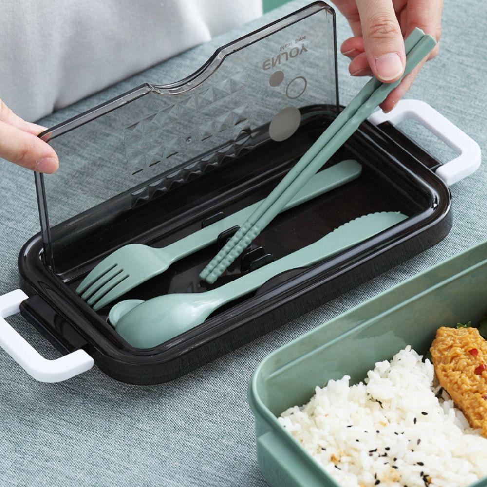 Microwaveable Double-layer Lunch Box with Tableware Picnic Food Box  Office Worker