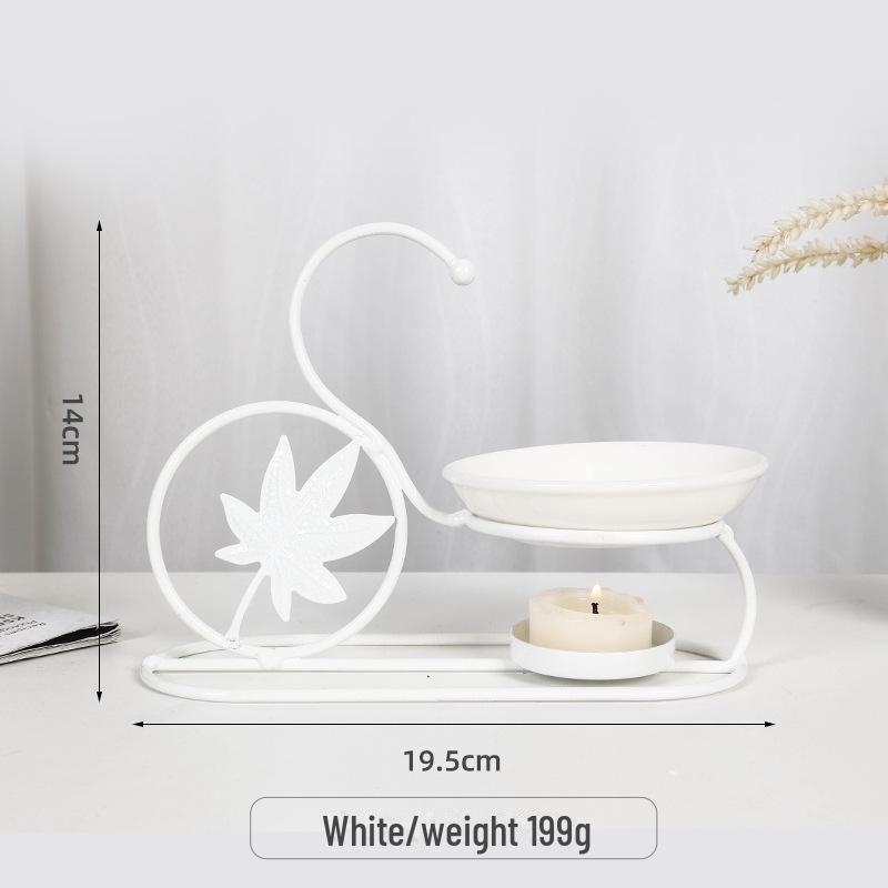 Lampă de aromaterapie transfrontalieră din fier și ceramică: Arzător de uleiuri esențiale și suport de tămâie pentru sfeșnic de birou.