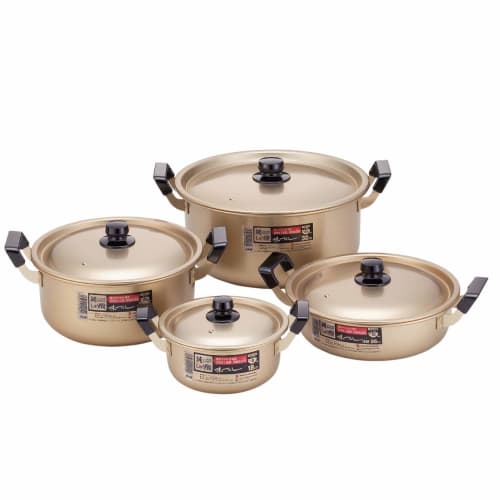 Hokuriku Aluminum 24cm Two-Handled Pot, Gas Stove Only, Lightweight, Pure Oxalic Acid, Flavorful, Made in Japan