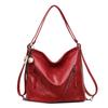 Leather Hobo Bag Women's Fashion Shoulder Tote with Dual Zip Pockets and Adjustable Strap