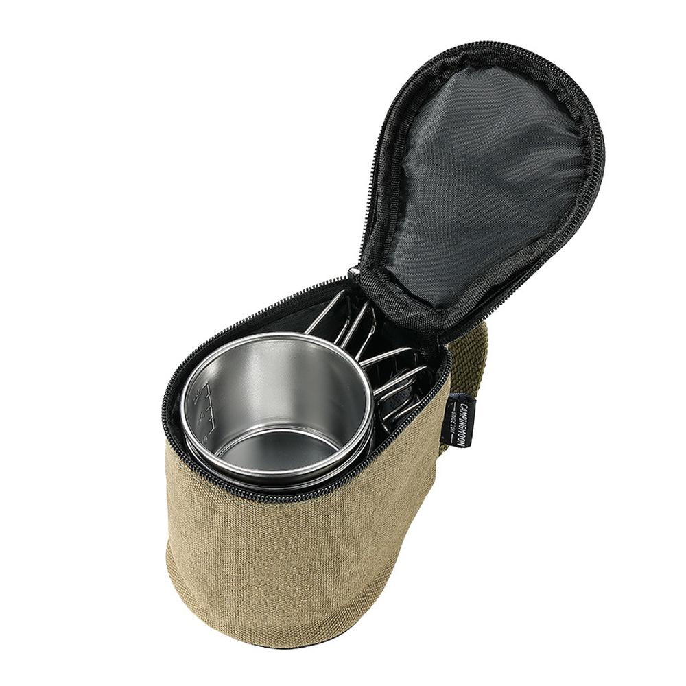 Four Outdoor Stainless Steel Sierra Cups with a Storage Bag Picnic Tableware Portable Barbecue Hiking Camping Cup Picnic Cookware