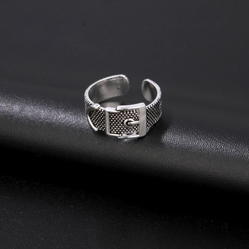 Vintage Belt Buckle Tail Ring Men And Women Quan Zhilong Ring Index Finger Ring Belt Head Ring Opening Accessories
