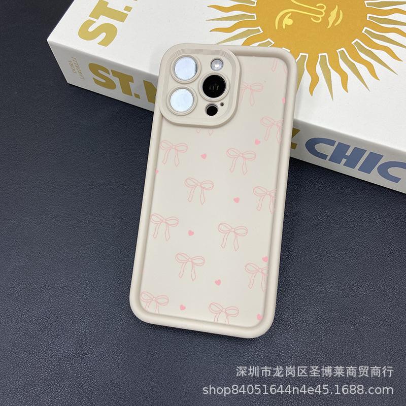 Pink bow for Apple 15 mobile phone case iphone12promax set 14/13/11/XSMAX pupil eye 16