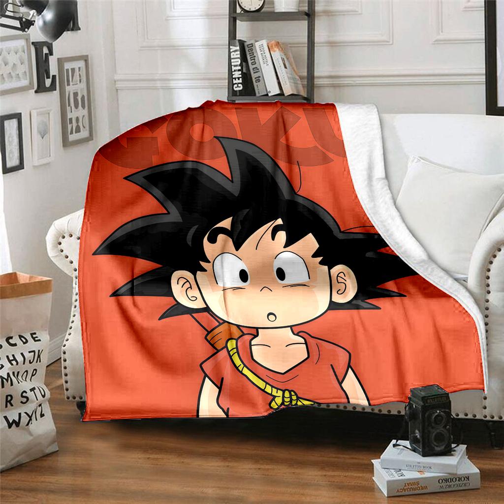 1PC Cute Cartoon Son Goku  Print Flannel Blanket, High Quality All Seasons, Home Decor, Warmth and Comfort, Perfect for Christmas Gifts