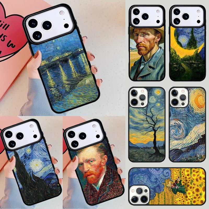 Paintings Starry Night Van Gogh Bumper Phone Case For iPhone 17 Air 14 15 13 12 Max Cover For Apple 16e 11 Pro Max Plus Coque