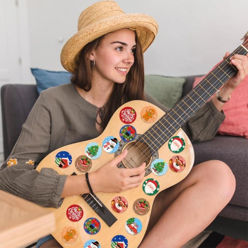 Cartoon Christmas Stickers Durability PVC Tablets Skins Holiday Party Decorations Easy Peeling Not Leave Residues 1Roll