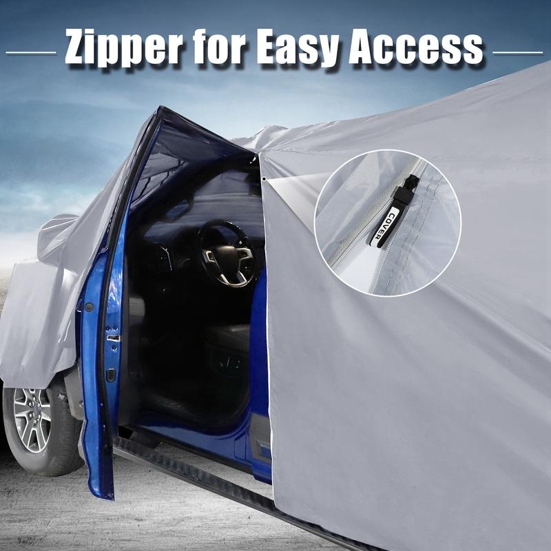 Motoforti SUV Cover for Chevrolet Tahoe 4 Door 07-24 Waterproof Sun Rain Dust Wind Protection 190T PU W/ Driver Door Zipper