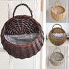 1 Set Plant Basket Handmade Weaving Multi-Function Rattan Wall Fence Hanging Pot Plants Holder for Garden