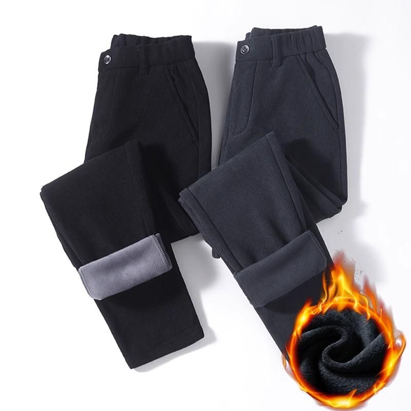 Winter Herren Fleece Warm Dicke Lässige Hose Herren Business Elastischer Bund Slim Fit Koreanische Cordhose Lange Hose Männlich Schwarze Hose