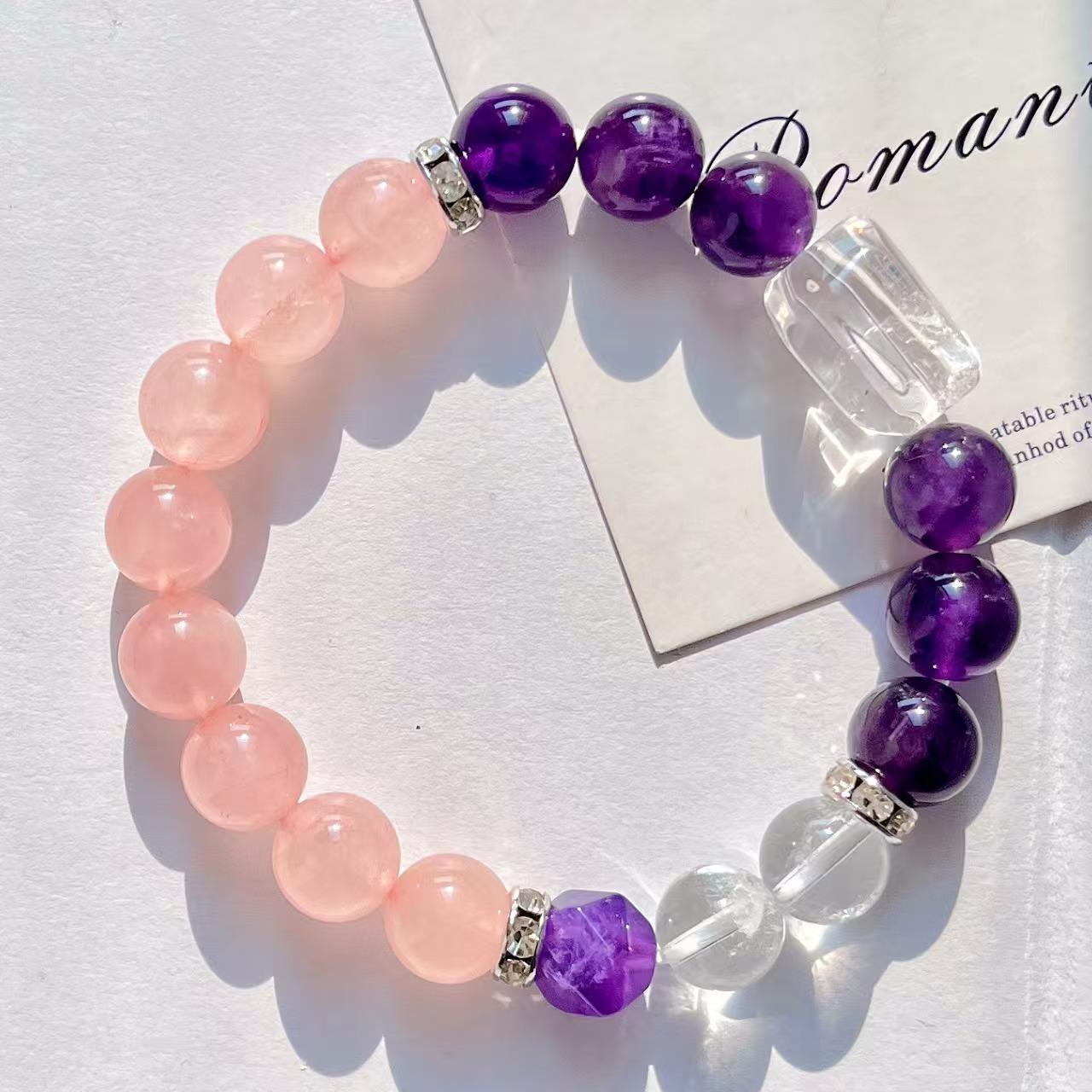 High Quality Natural Madagascar Powder Crystal White Crystal Amethyst Design Bracelet Bracelet