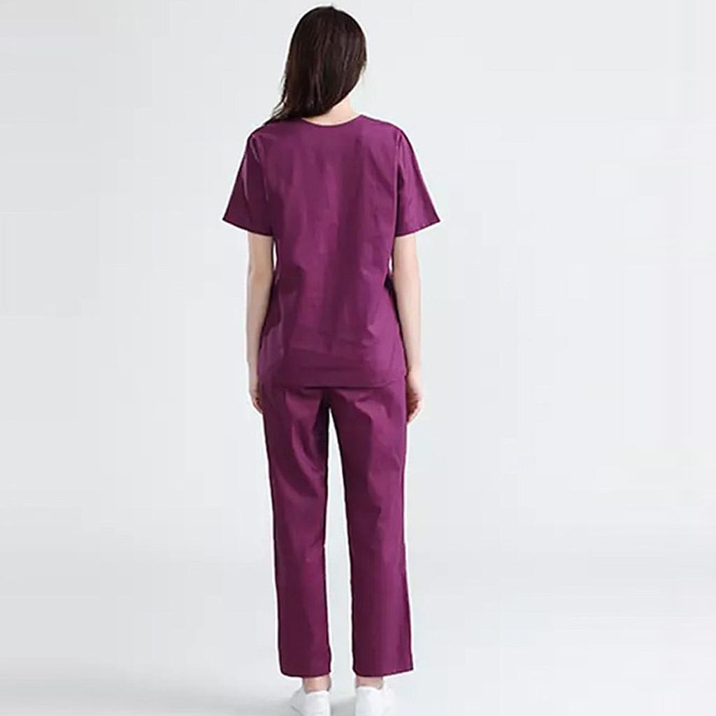 Medizinisches Kasack-Set für Damen, kurzärmlig, V-Ausschnitt, Oberteil und Hose mit elastischem Bund, Professionelle Krankenschwester-Uniform, Arbeitskleidungs-Set für medizinisches Personal