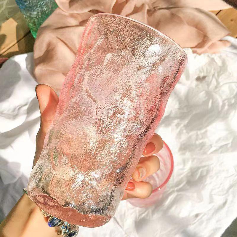 Bottled Water Frosted Pink Whiskey Glass Cup Wine Glasses Drinks Cup Luxury Cups Bar Kitchen Glasses Camping Creative Drinkware