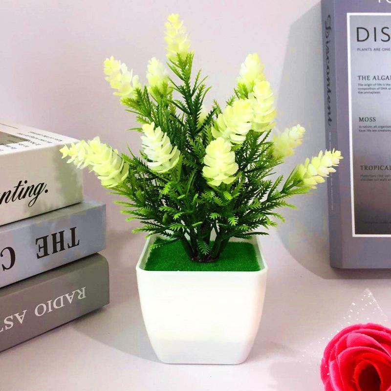 Plastic Lily Cherry Blossom Rose Flowers Potted Plant For Decor Home