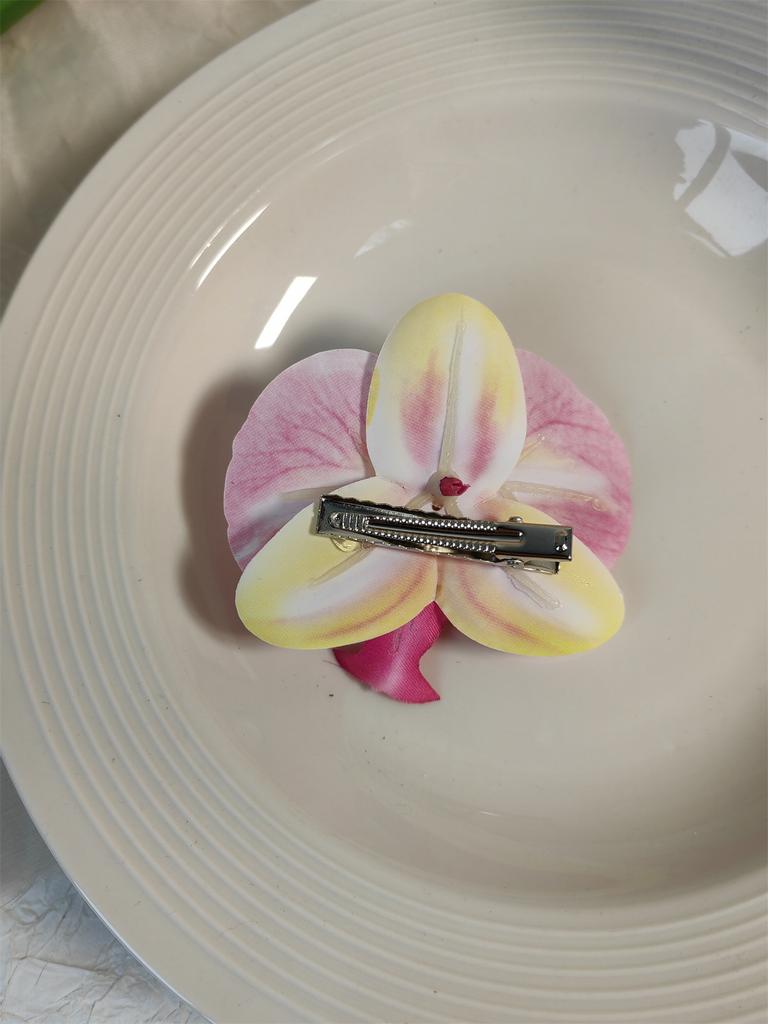 Artificial Orchid Flower Butterfly Hair Clips for Woman Girls Phalaenopsis Pearl Duckbill Hairgrips Hairpins Hair Accessories