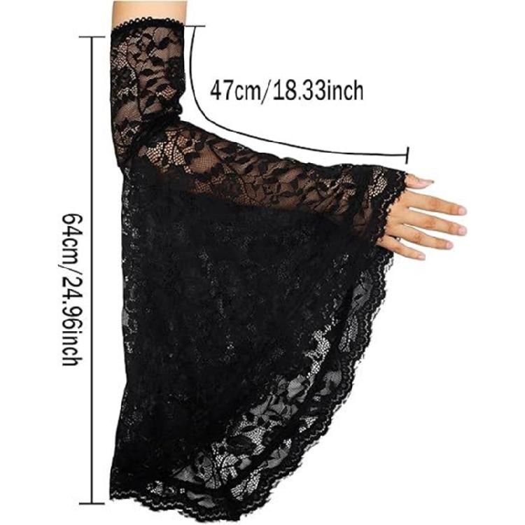 Comfortable Gothic Punk Gloves Arm Sleeves with Flared Cuffs for Dark Aesthetic Fashion Halloween Party Styling Armwear