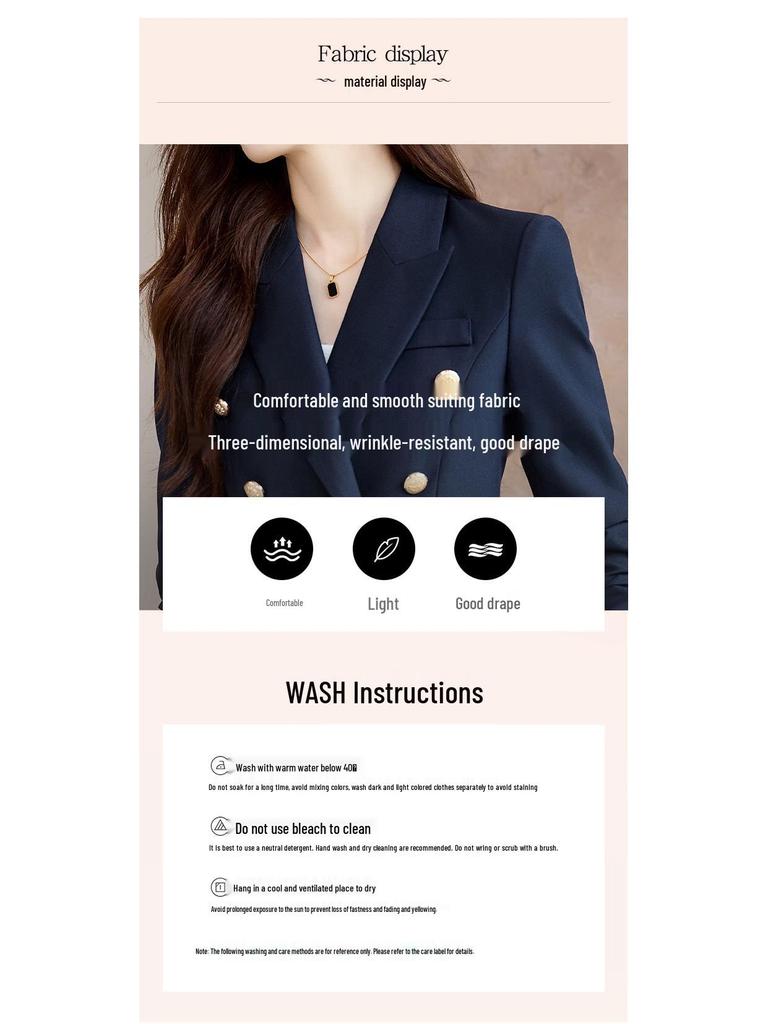 Navy Blue Women's Suit Set - 2025 Spring/Autumn High-End Hotel Manager Professional Business Uniform.