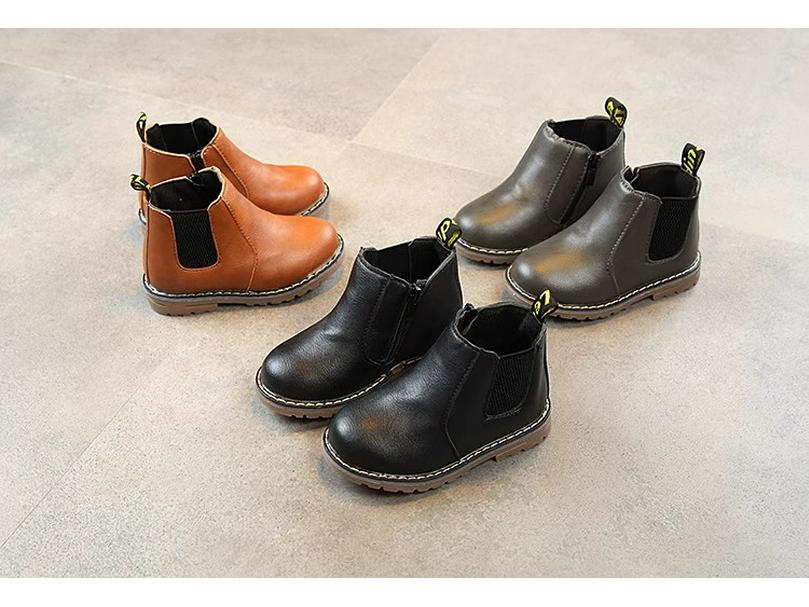 Martin-Stiefel für Kinder: 2025 Herbst/Winter, Schwarze Kurzstiefel im koreanischen Stil für Mädchen und Jungen, Britischer Stil, Weiche Sohle.