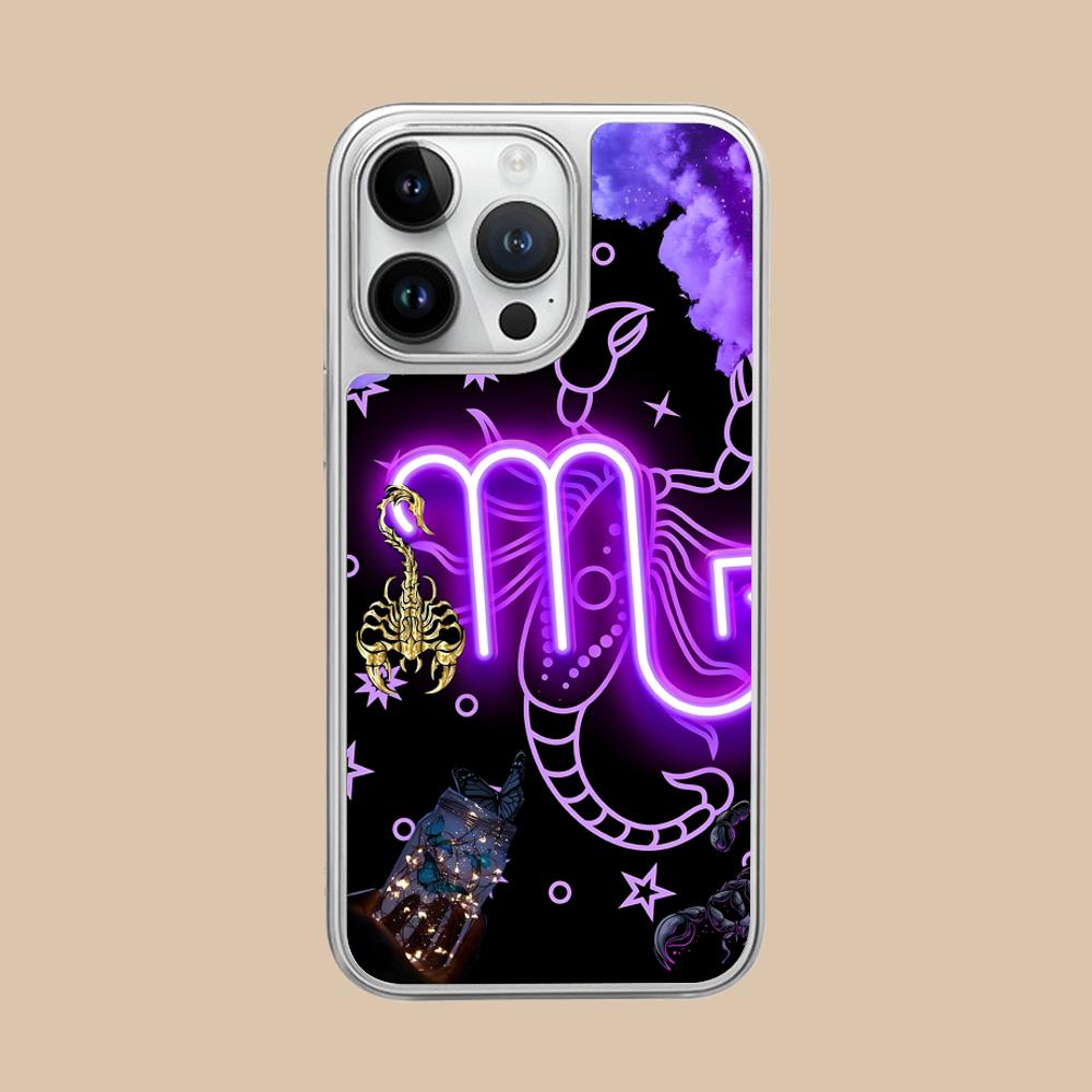 

Zodiac Sign Scorpio Phone Case for iPhone 17 16 15 14 13 12 11 Air Pro Max Plus Electroplated Silver Cover iPhone 11