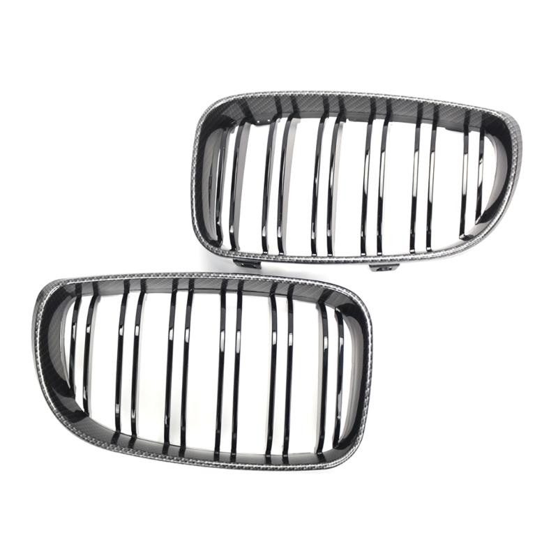 1 Pair Front Kidney Grille for   2019 51137166439 Gloss- Black Double-Line Left Right Front Grills Frame Trim