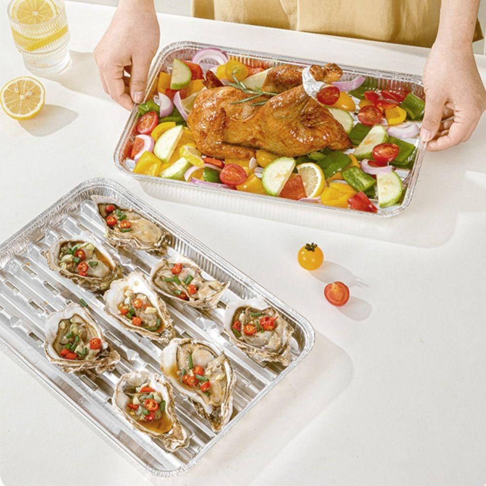 10PCS Thickened Barbecue Tray Heat-resistant BBQ Tin Tray  Oven