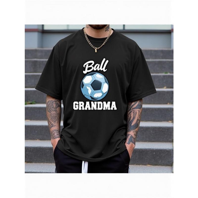 

European Sizes Funny Ball Grandma Soccer & Volleyball Graphic T-Shirt | Women S & Men S Casual Short Sleeve Round Neck Tee 5XL різнокольоровий