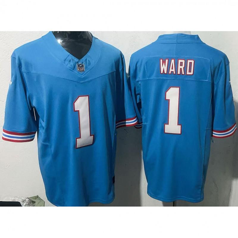 Koszulka Piłkarska NFL Męska Premium Haftowany Zespół Titan 1 17 98 Niestandardowy Numer Odzież Sportowa Ubrania dla Fanów Blue Jersey - 1