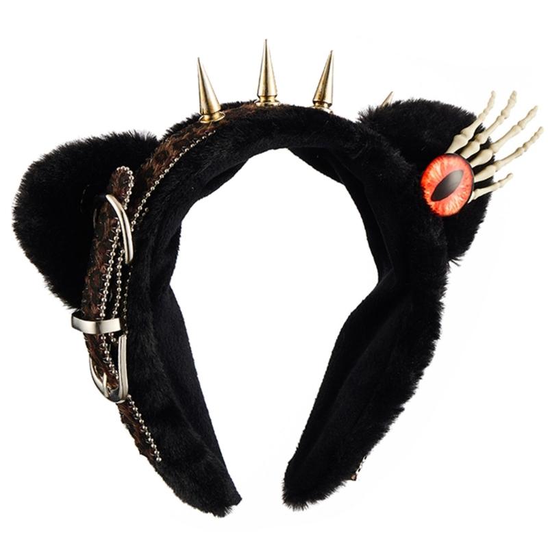A52E Soft Anime Furry Cats Ear Hairband With Leopards
