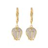2023 High-End Tulip Ear Cuffs with Cat's Eye Stone Flower Dangle Earrings - Light Luxury and Versatile Fashion Jewelry