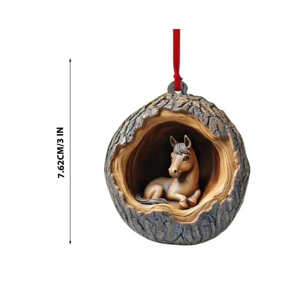 Cartoon Acrylic Pony Christmas Decoration 2D Christmas Tree Ornament Gifts Flat Horse Pendant  Car