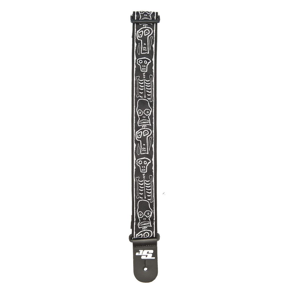 D'Addario Joe Satriani Signature Strap with Leather Ends, Skull N' Bones, 50JS01