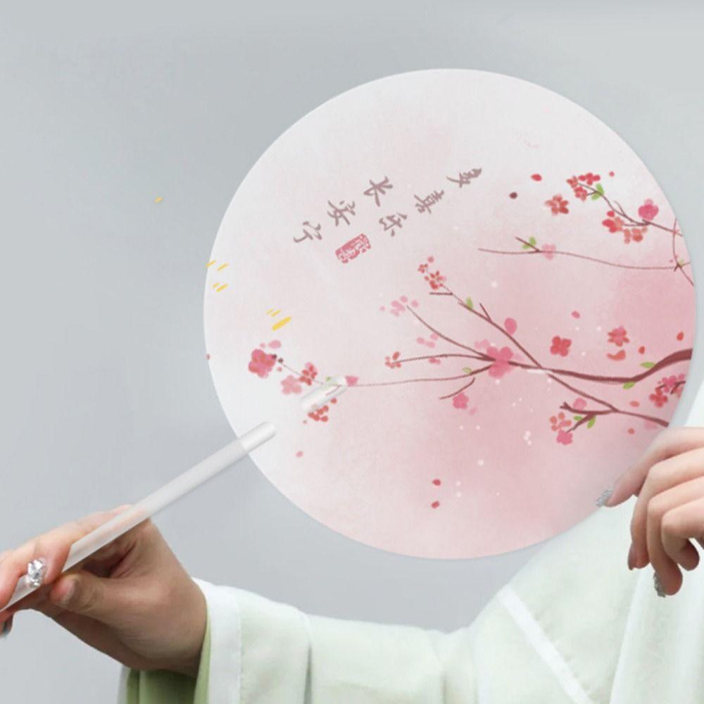 

Матовое веерное древко Древний веер с длинной ручкой Цветная печать Веер для танцевальной группы Аксессуары для ханьфу style 5