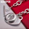 925 Sterling Silver TO Clasp Heart Pendant Bracelet Jewelry
