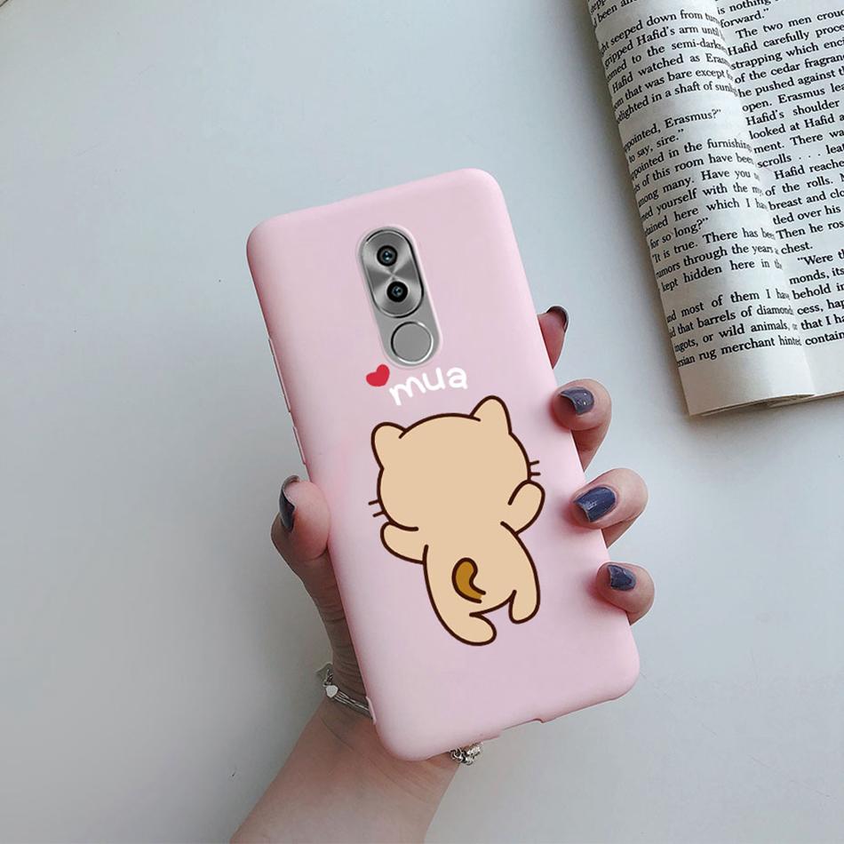 Liebesherz Hülle für Huawei Mate 9 Lite Für Huawei Honor 6X GR5 2017 Handyhülle Silikon Katze Kaktus Avocado Bemalt Mattes Cover
