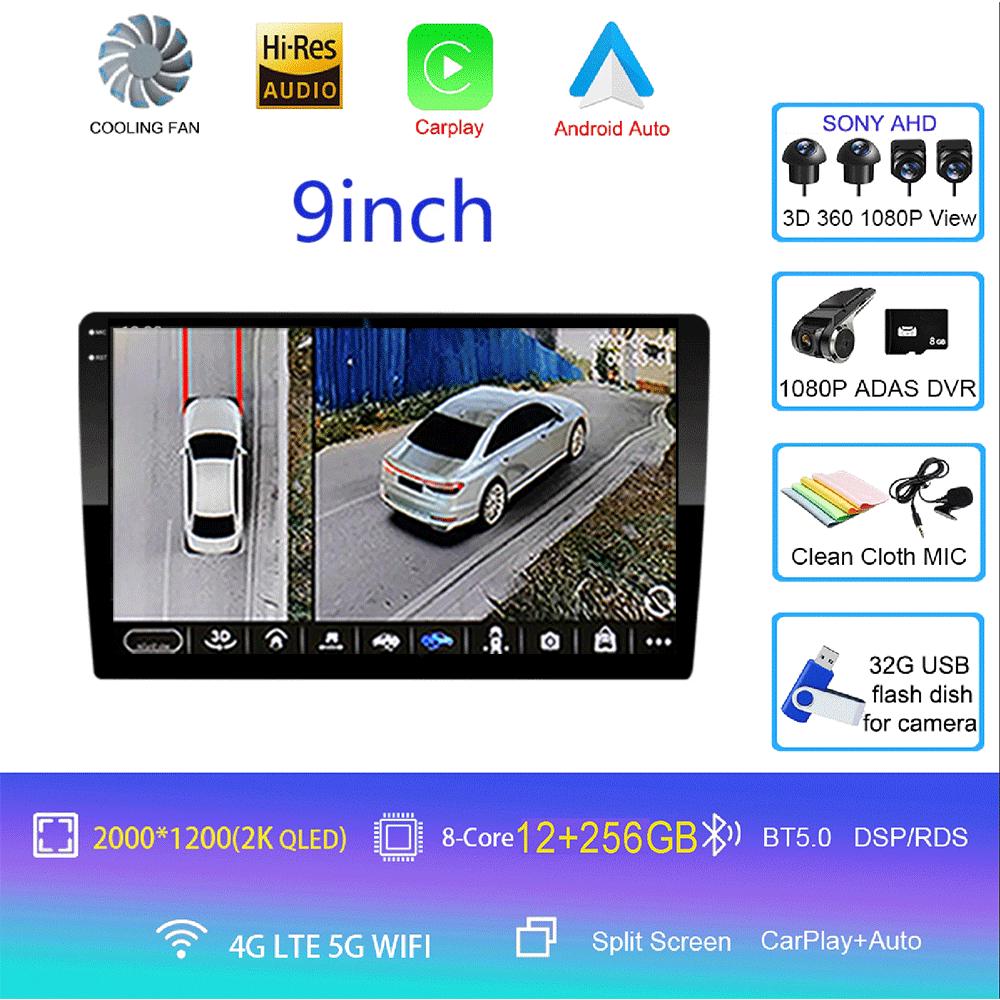 Android 14 2din Car Radio Multimedia Player 9 inch Carplay For Toyota Volkswagen Hyundai Kia Renault Nissan Honda Lad WIFI+4G