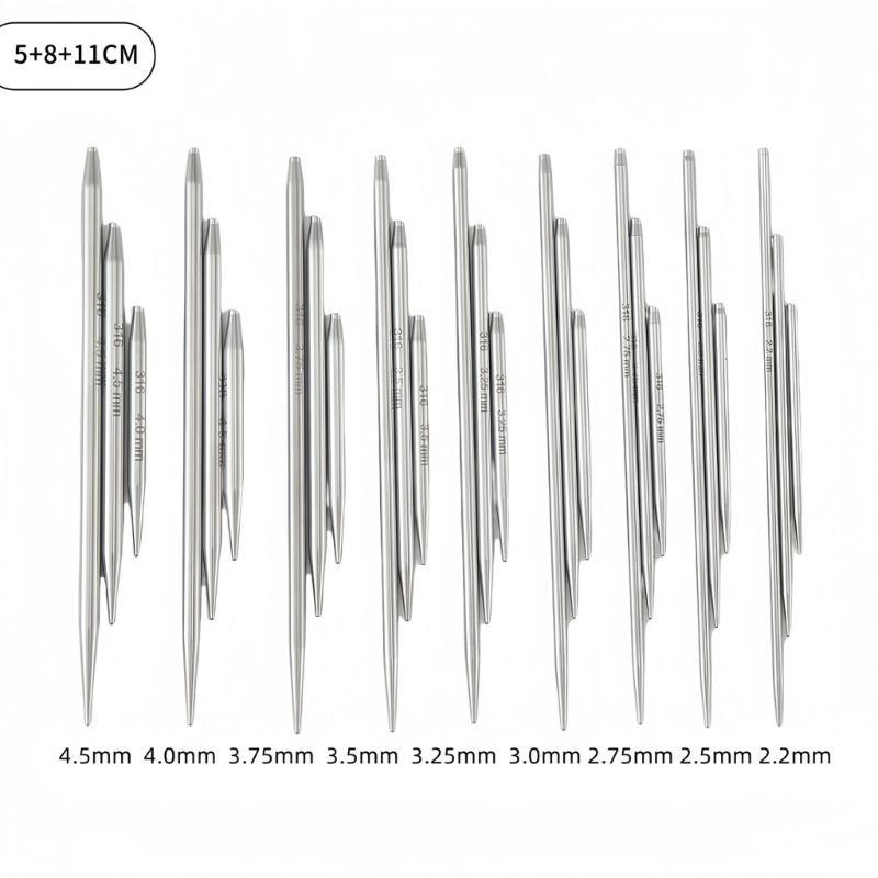 J0MC DIY Sweater Knitting Tool Accessories Kits for Handmade Crafts, Stainless Interchangeable Knitting Needle Set with Bag