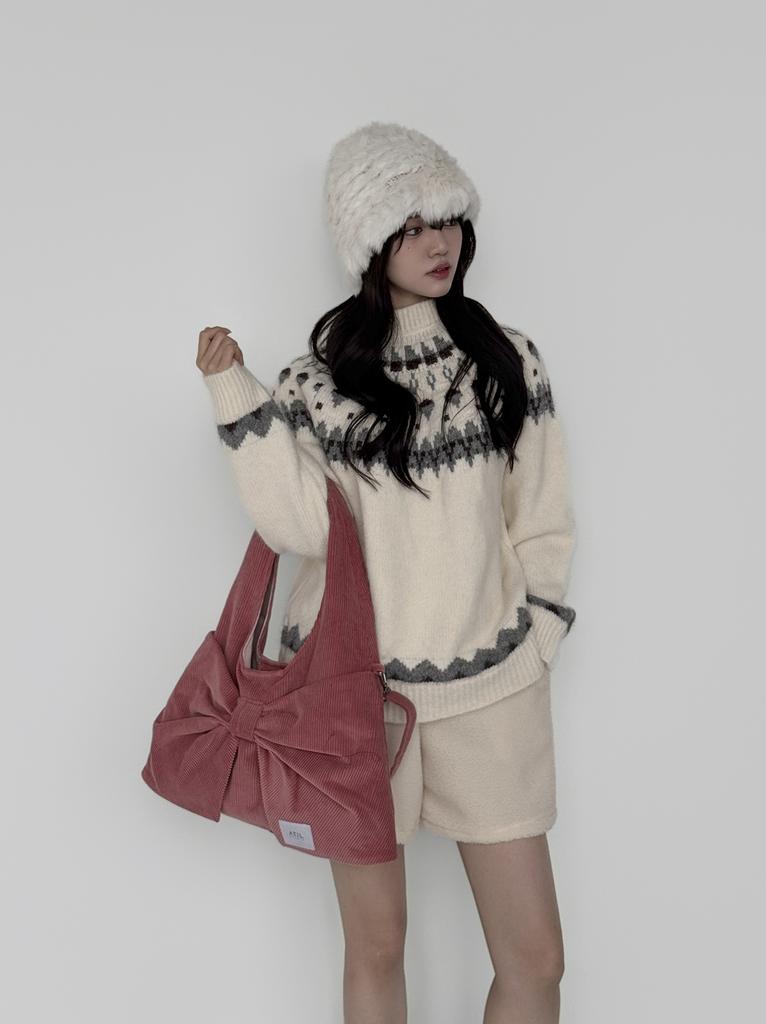 Atil Studio Corduroy Dewey Ribbon Hobo Shoulder And Crossbody Bag _ [Dusty Pink]