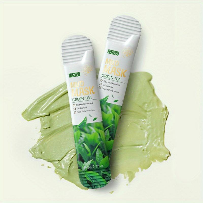 5 g * 7 Stück Grüntee-Gesichtsschlamm-Maske, mild und sauber, Ölkontrolle, feuchtigkeitsspendende und straffende Schlamm-Gesichtsmaske