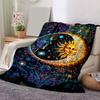 1pc Sun Printing Lightweight Flannel Blanket, Comfortable and Warm Blanket, for Camping Sofa Bed and Couch Office, In All Seasons