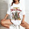 Maglietta di Natale Disney Donna 2026 Nuova Casual Cotone Maniche Corte T-shirt Vintage Cartone Animato Mickey Minnie Mouse Stampa Grafica Top