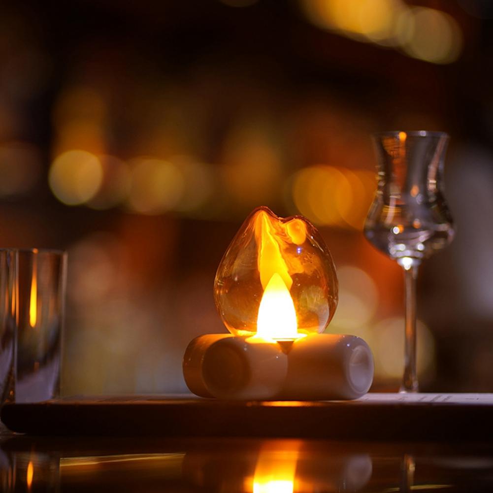 Realistic Flame Lamp Desk Light with Flickering Fires Effect USB Campfire Night Light Vintage Style Table Lamp for Bedroom Decor