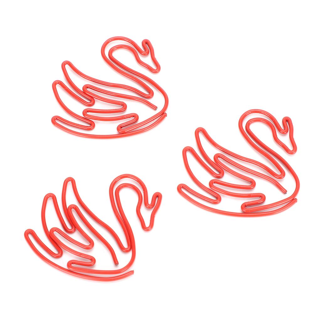 20Pcs Clipe de papel de desenho animado em forma de cisne Criatividade Metal Modelagem Decoração Artesanato Suprimentos Vermelho