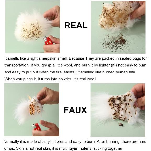 Fluffy Wool Sheepskin Fuzzy Black Car Steering Wheel Cover For Universal Auto Steering Wheel 14 1/2-15 1/2Inch, Anti-Slip, Soft Plush, Comforting And