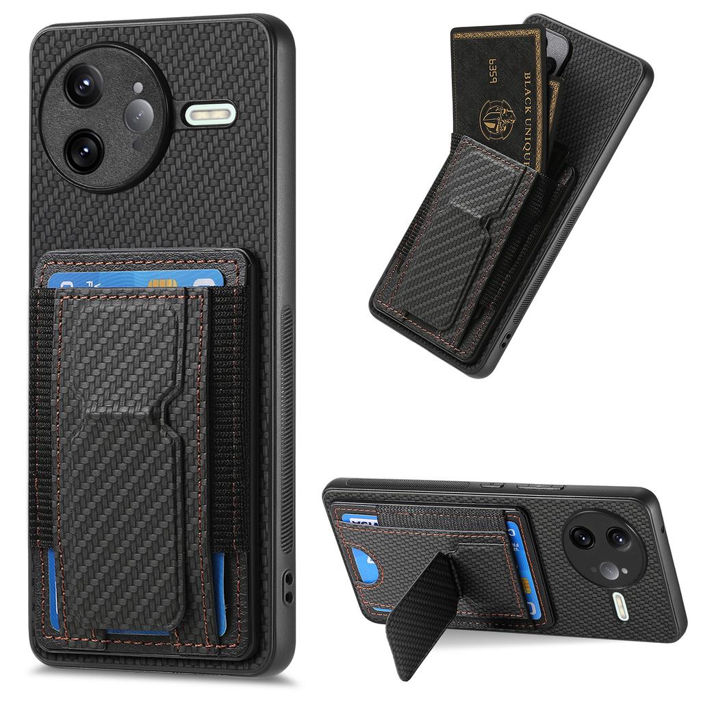 For Xiaomi Poco F7 Ultra 5G/Xiaomi Redmi K80 Pro 5G Case with Card Holder Kickstand Fiber Pattern Leather Back Cover