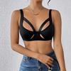 Sexy Black Sports Bra with Hollow Design - European & American Style